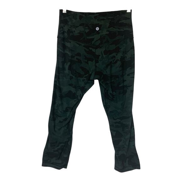 Lululemon womens size 8 wunder under crop leggings camo black soot athletic gym - Picture 4 of 7